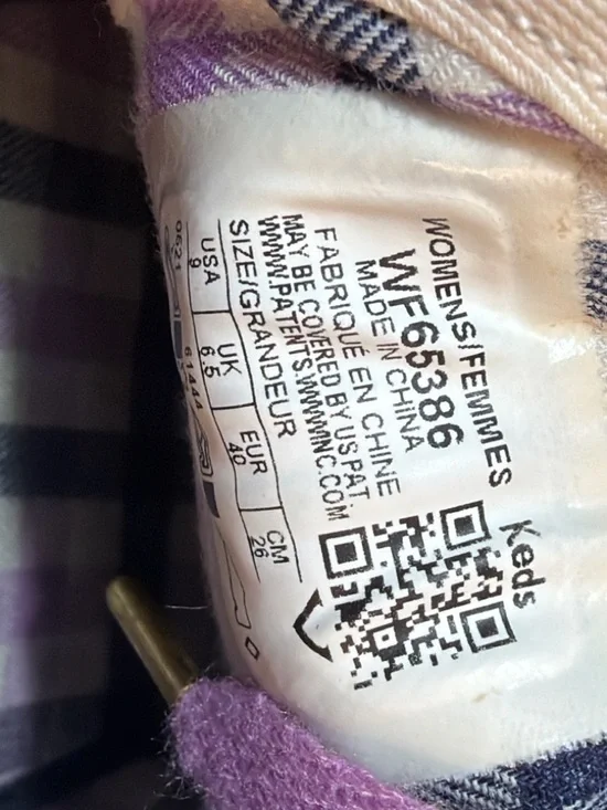 Kate Spade x Keds WF65386 Navy Canvas Sneakers Pink Laces Plaid Lining Size 9 - Picture 6 of 6